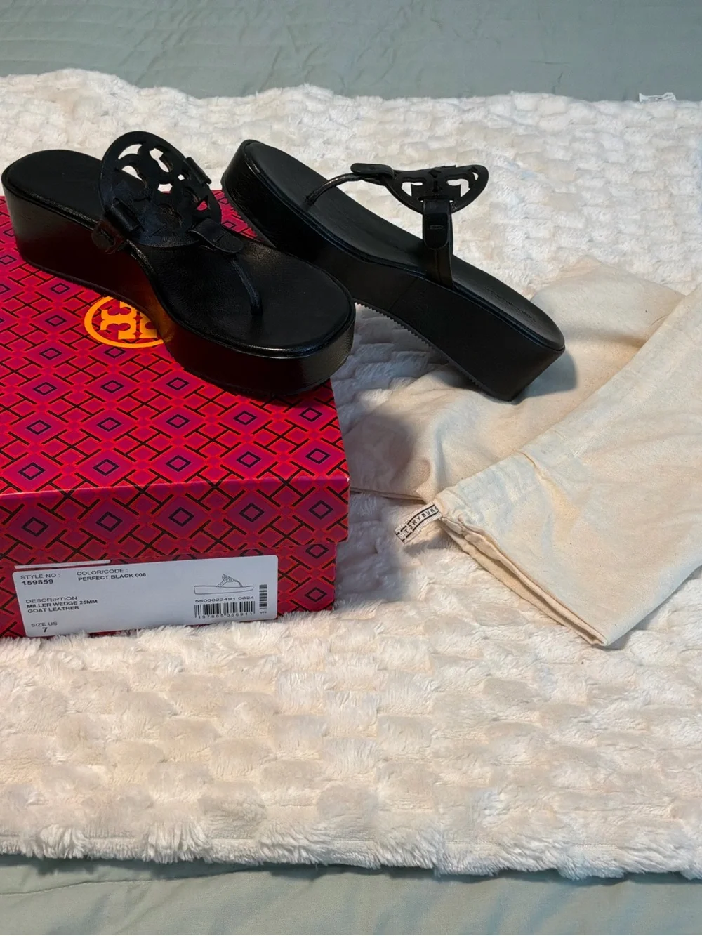 Tory Burch Perfect Black Miller Wedge Sandals